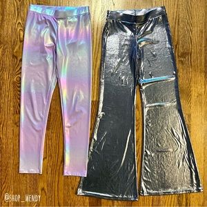2 Pair Pack H&M Leggings (Hologram Leggings/Shimmer Flares) Size 10